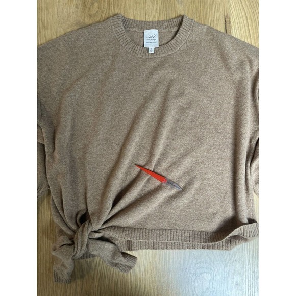 Cinq a sept 100% Cashmere knotted sweater Camel Size M FLAW - Picture 6 of 7
